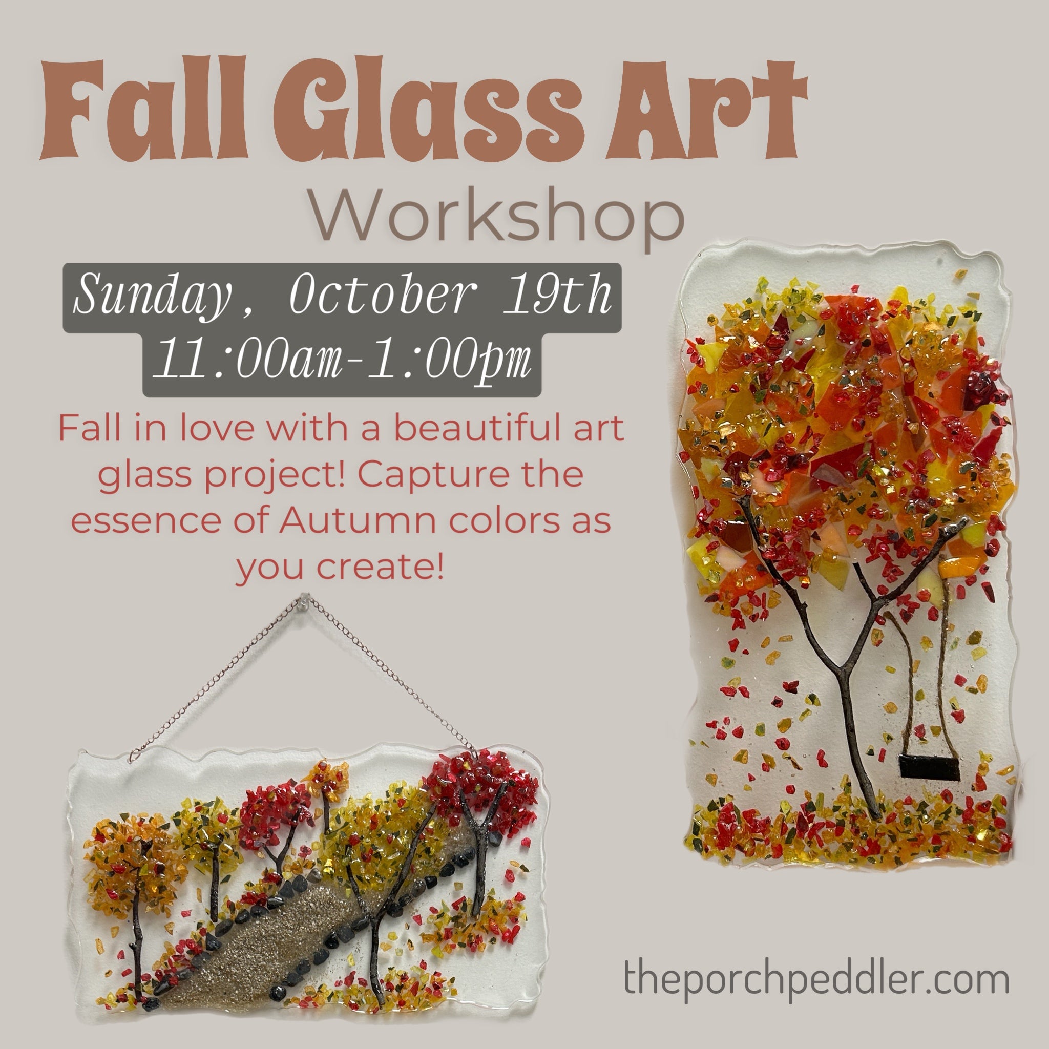 October 19th - Fall Glass Art Workshop (11:00am-1:00pm)