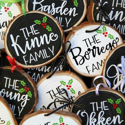 Wooden Slice Family Ornaments